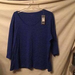Ellen Fisher Royal Blue Cotton Plus Size Top